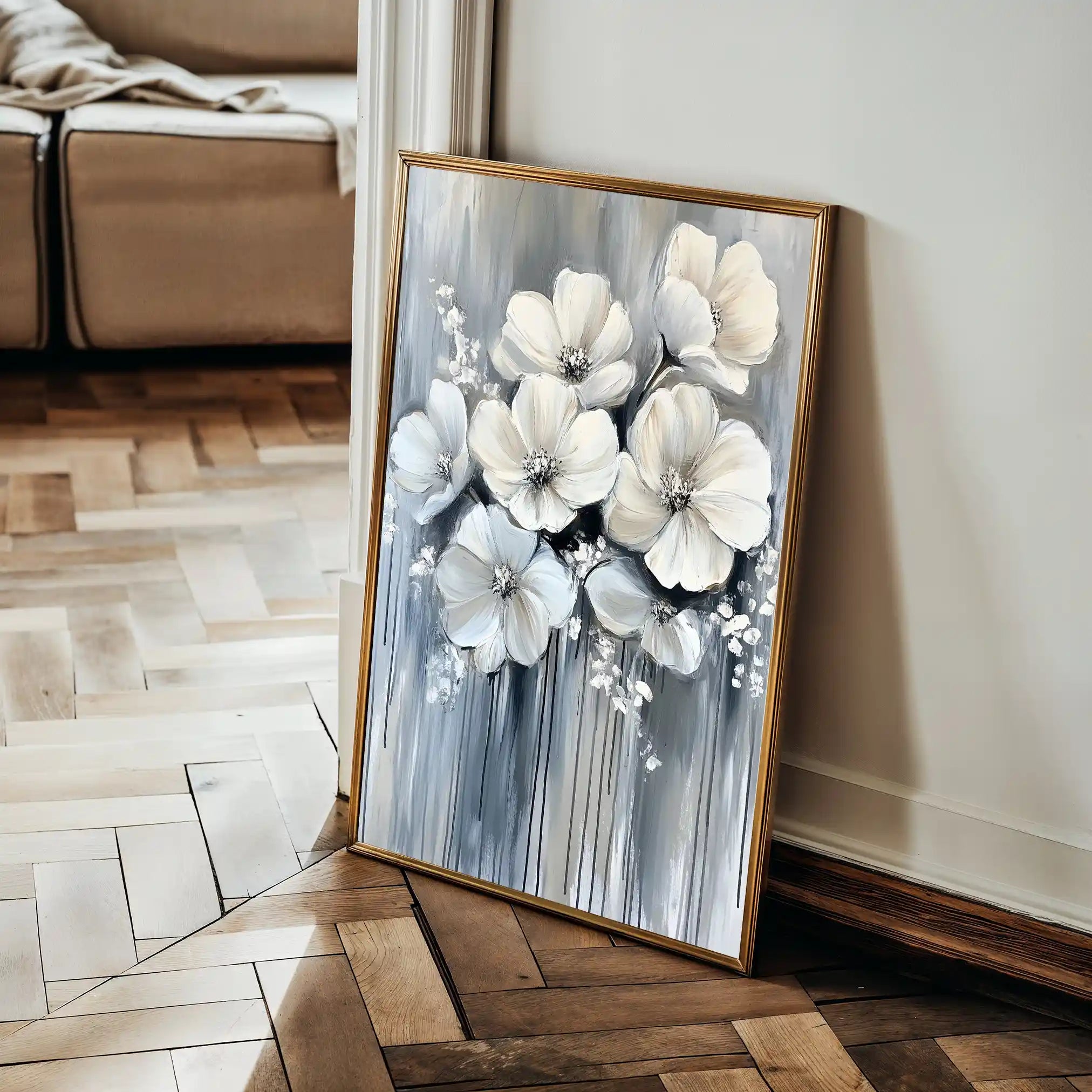 Floral 820 Canvas Art 60 x 40 cm / Black