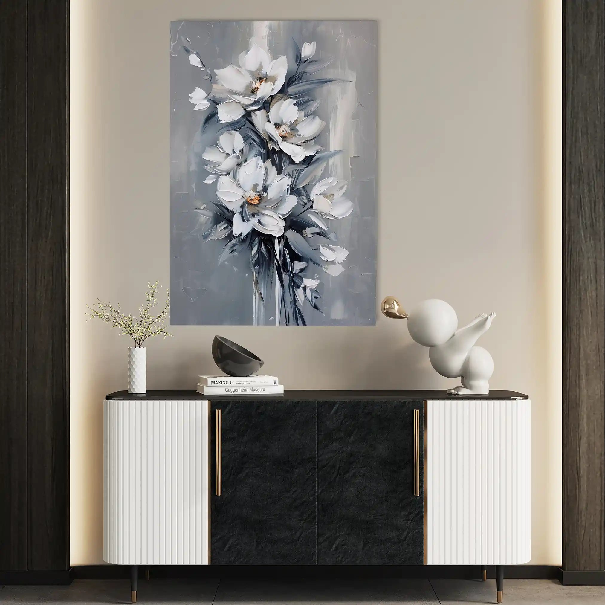 Floral 827 Canvas Art 60 x 40 cm / Black