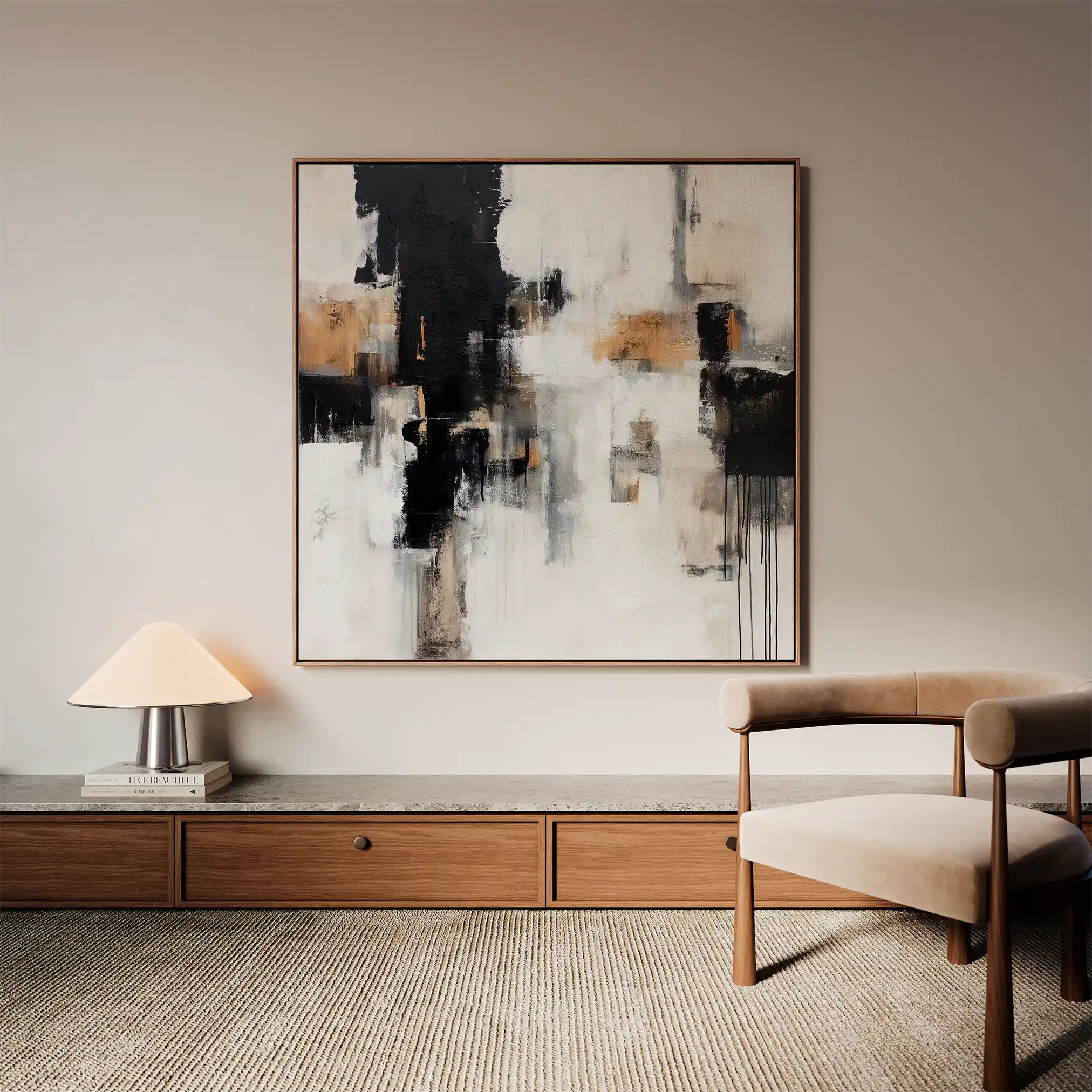 Abstract 887 Canvas Art 60 x 60 cm / Black