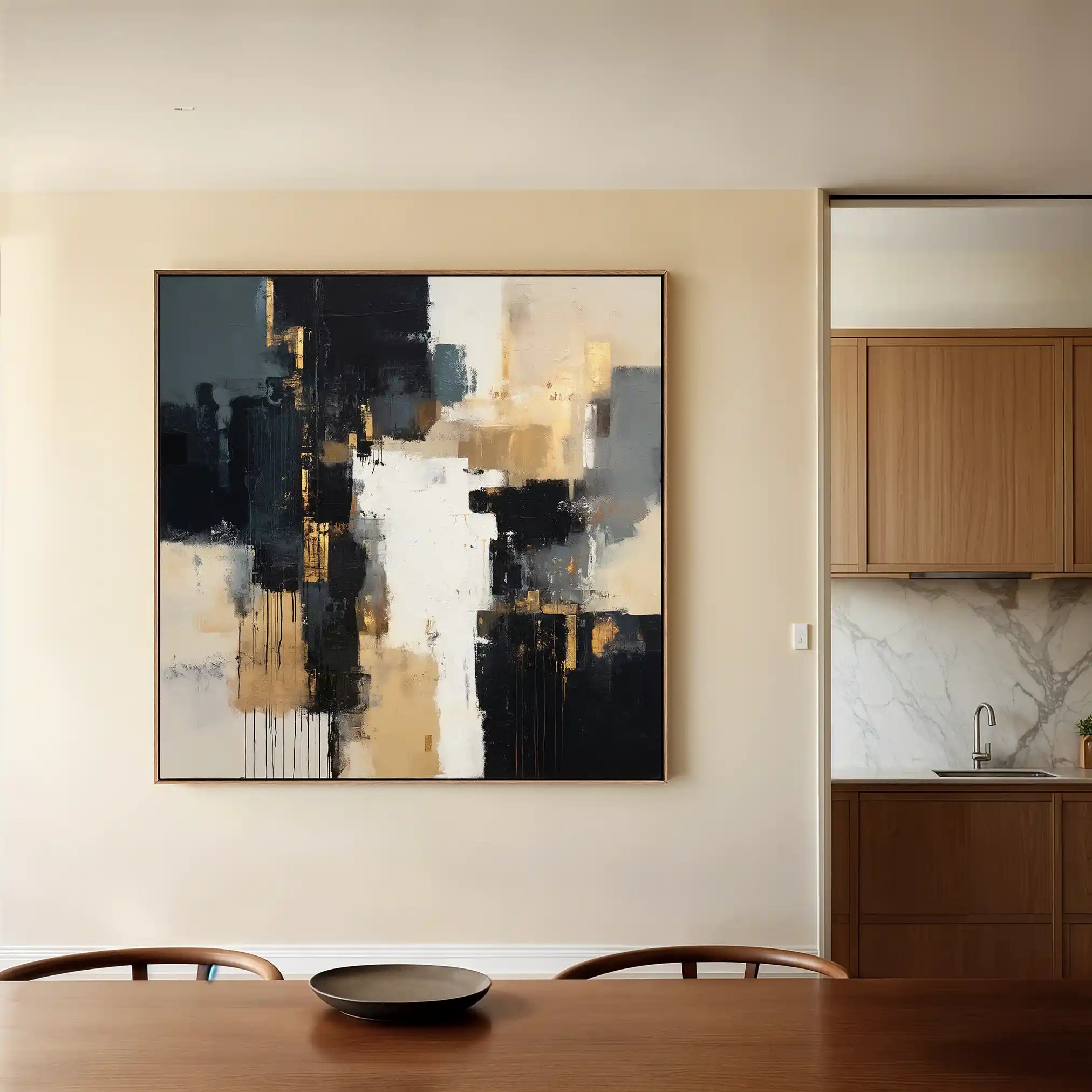 Abstract 890 Canvas Art 60 x 60 cm / Black