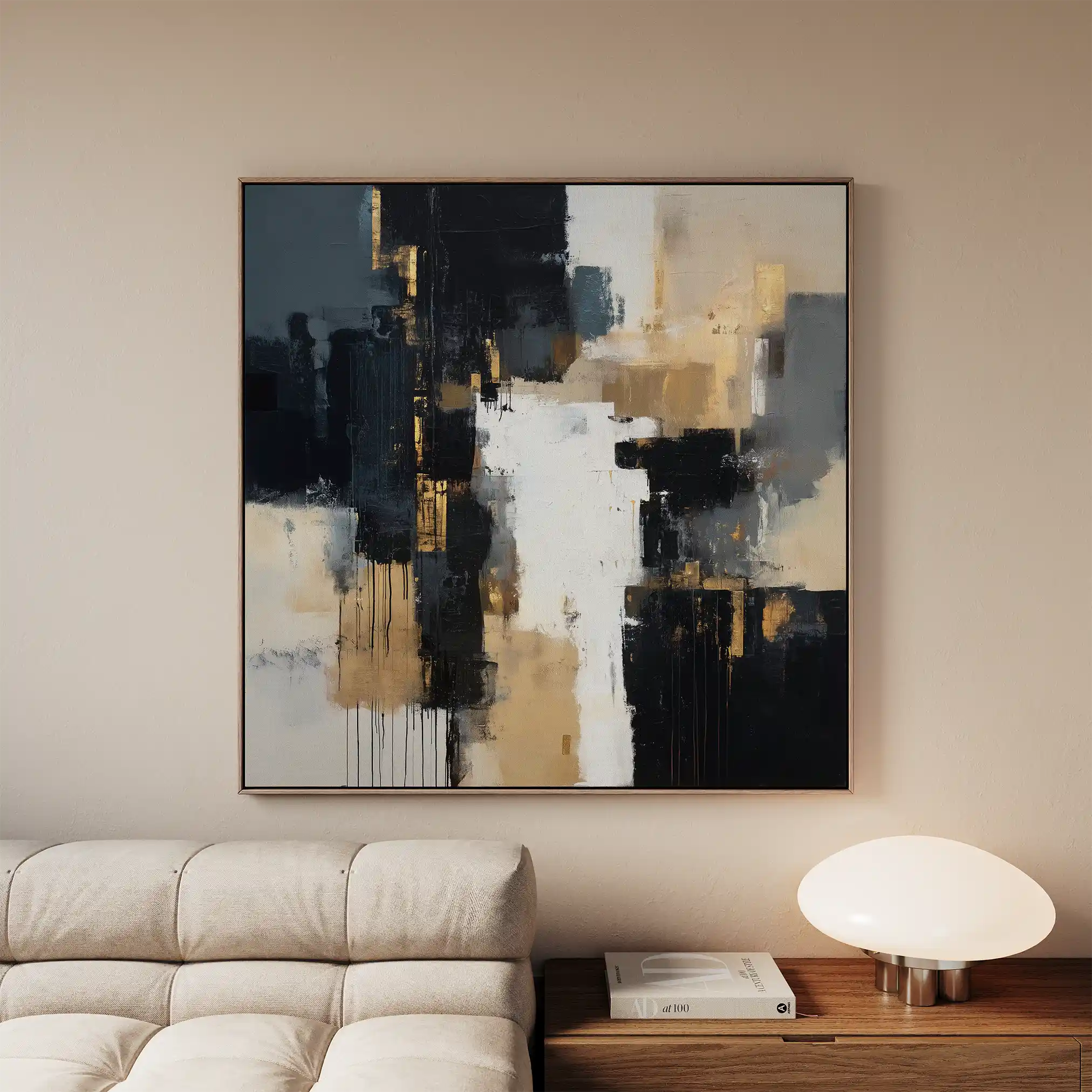 Abstract 890 Canvas Art 60 x 60 cm / Black