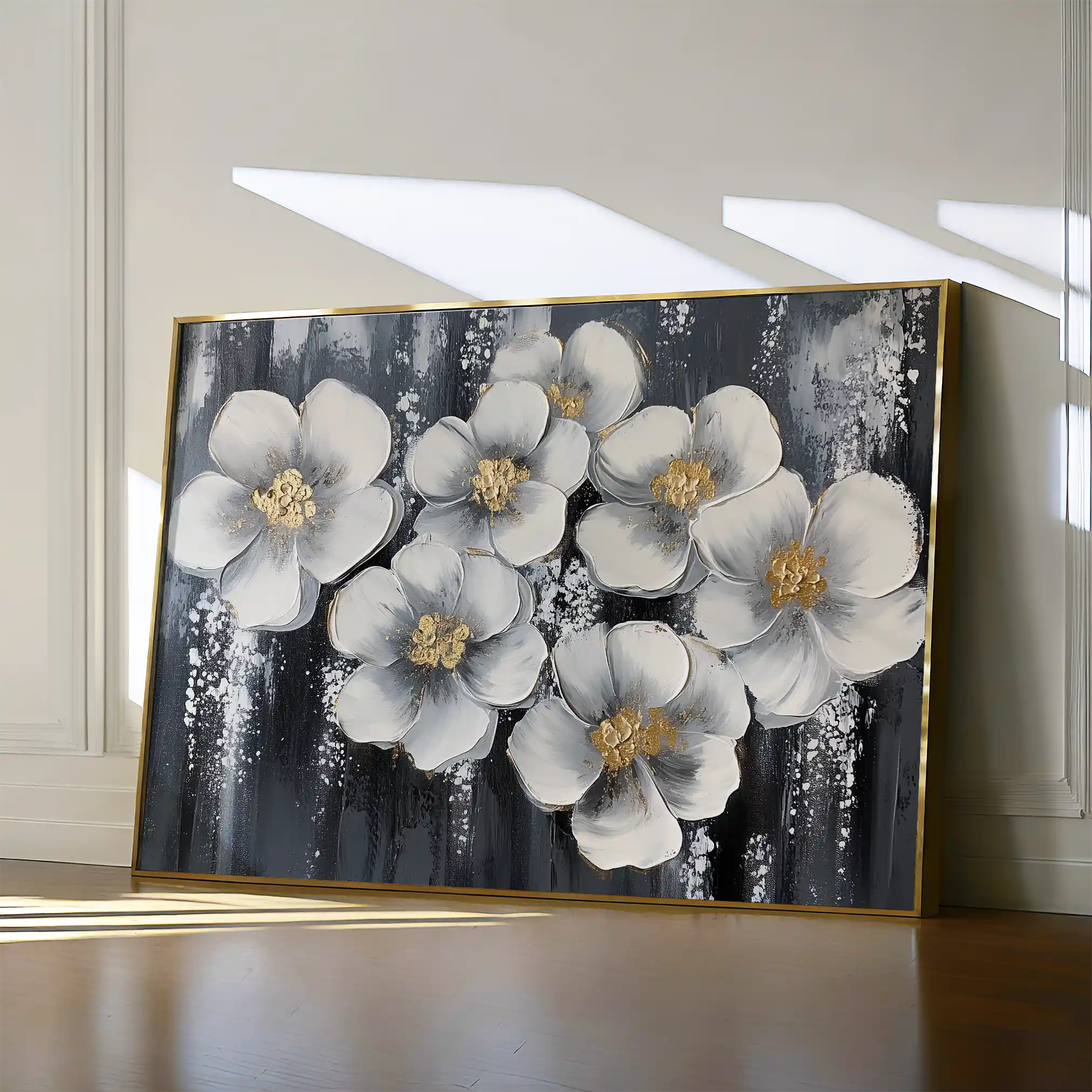Floral 890 Canvas Art 60 x 40 cm / Black