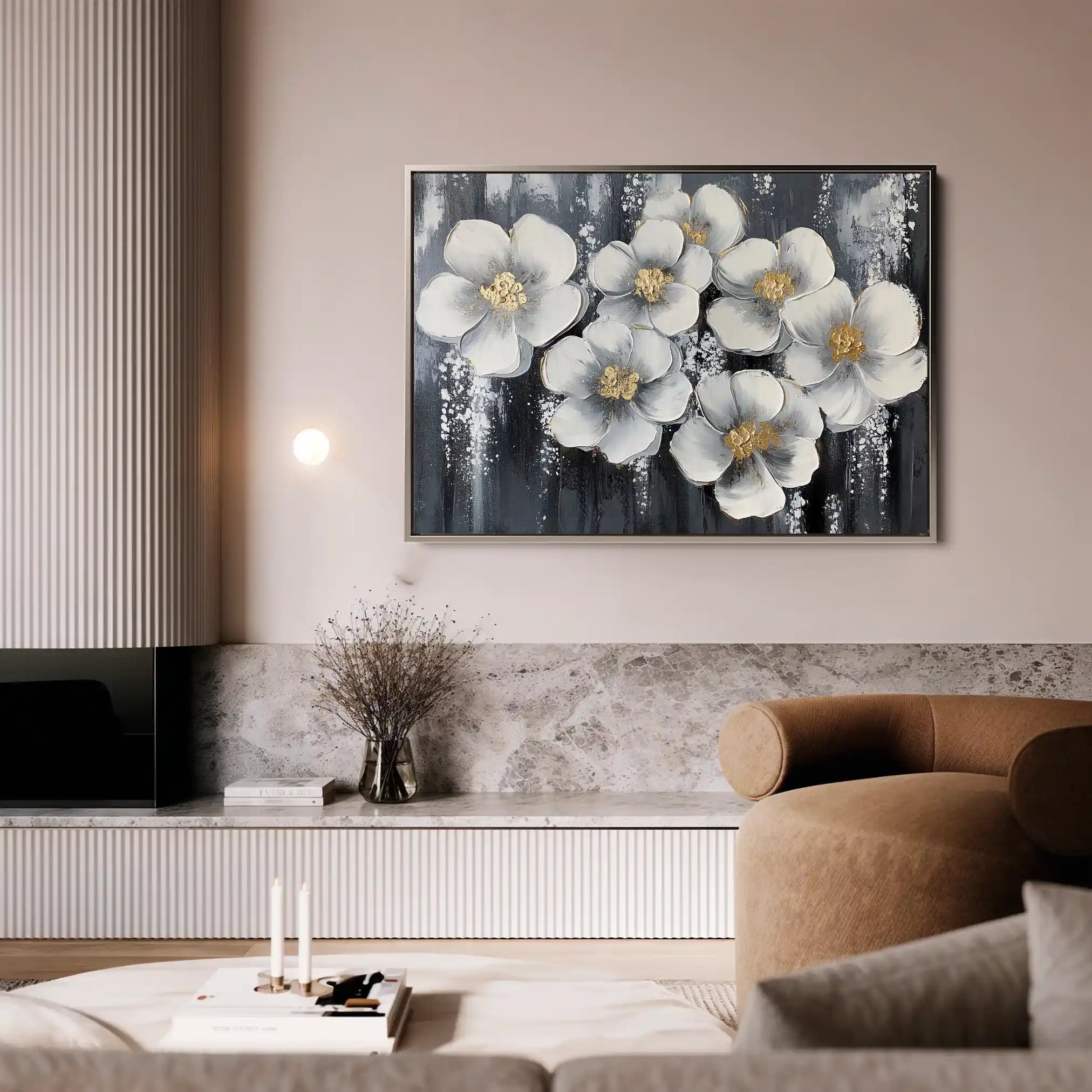 Floral 890 Canvas Art 60 x 40 cm / Black