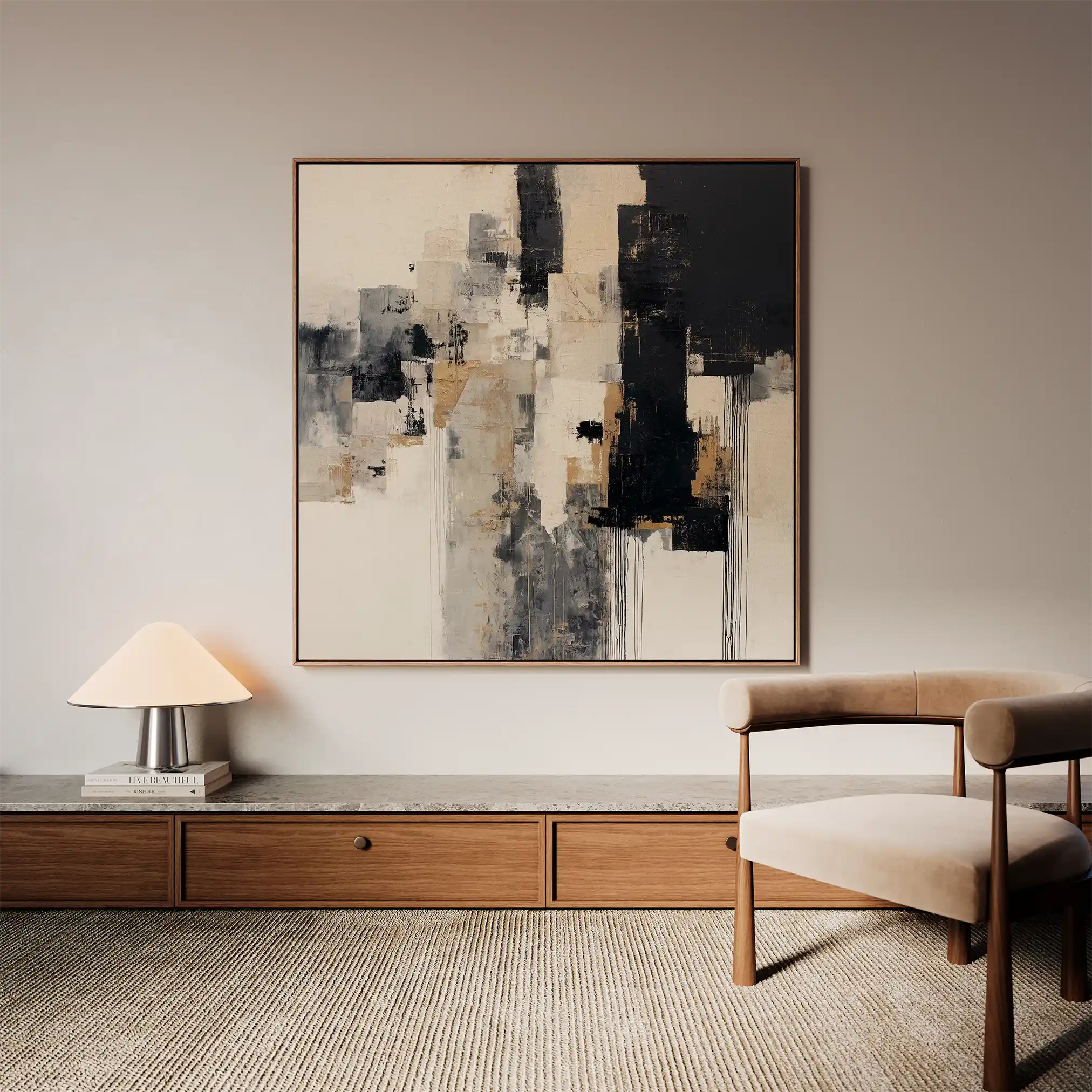Abstract 891 Canvas Art 60 x 60 cm / Black
