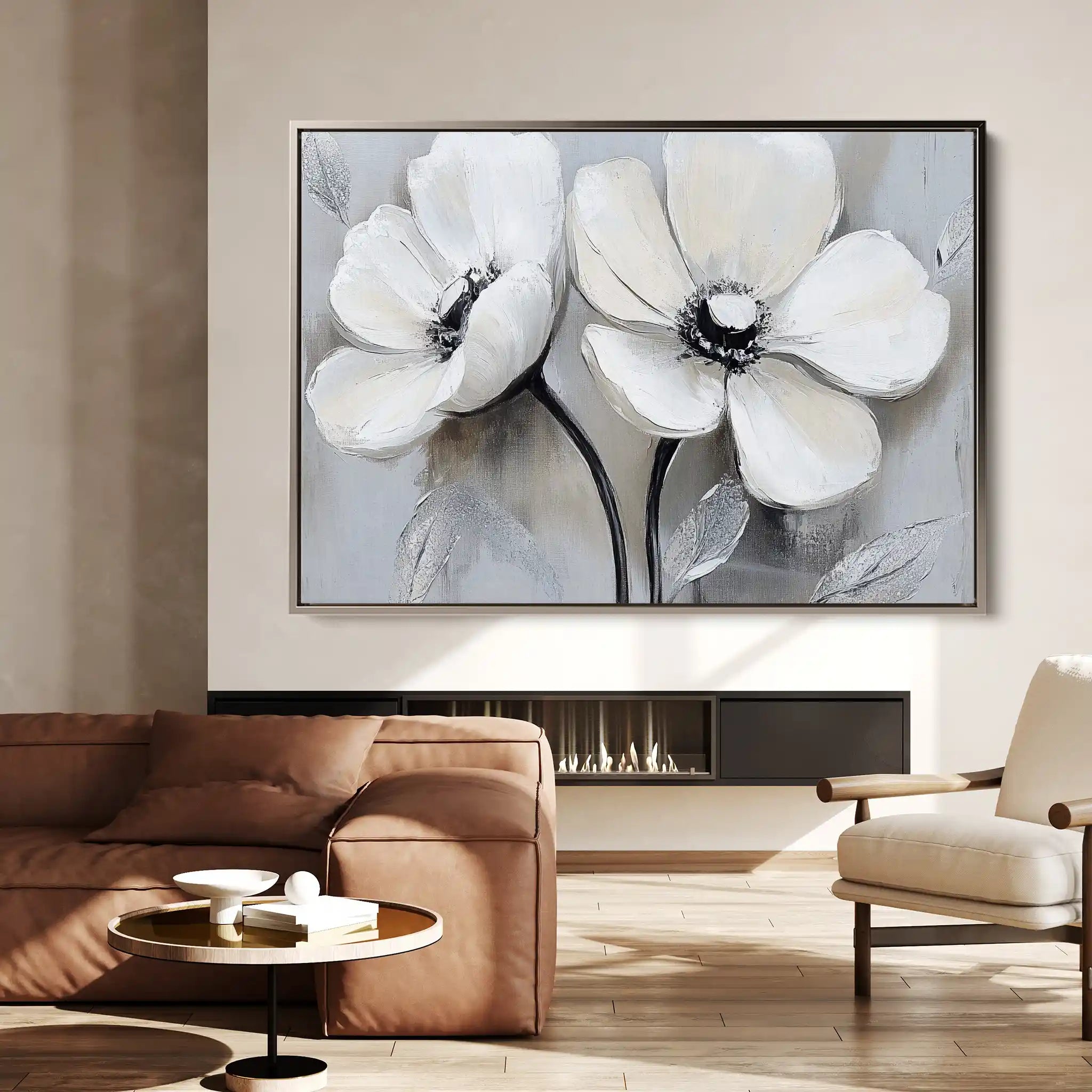 Floral 902 Canvas Art 60 x 40 cm / Black