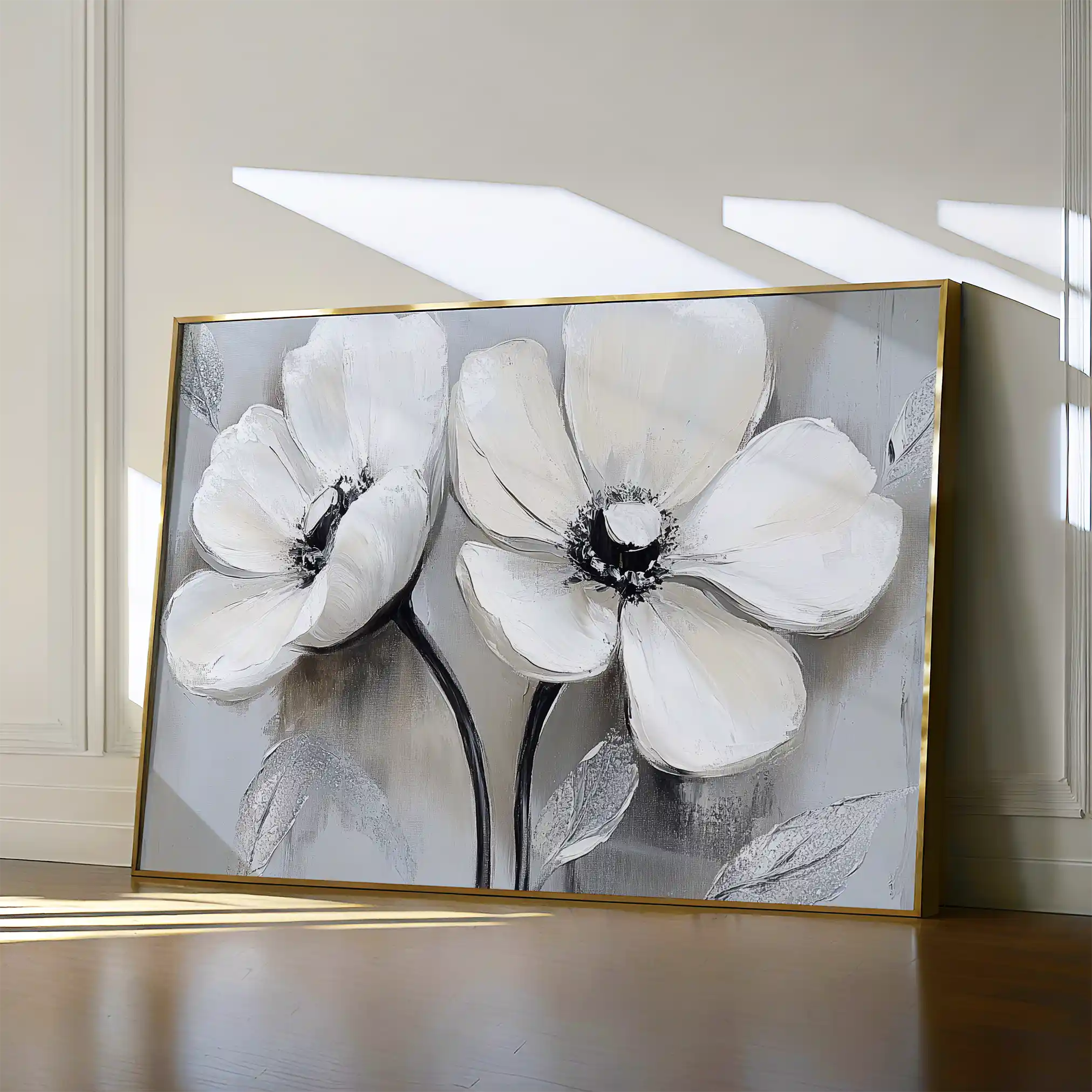 Floral 902 Canvas Art 60 x 40 cm / Black