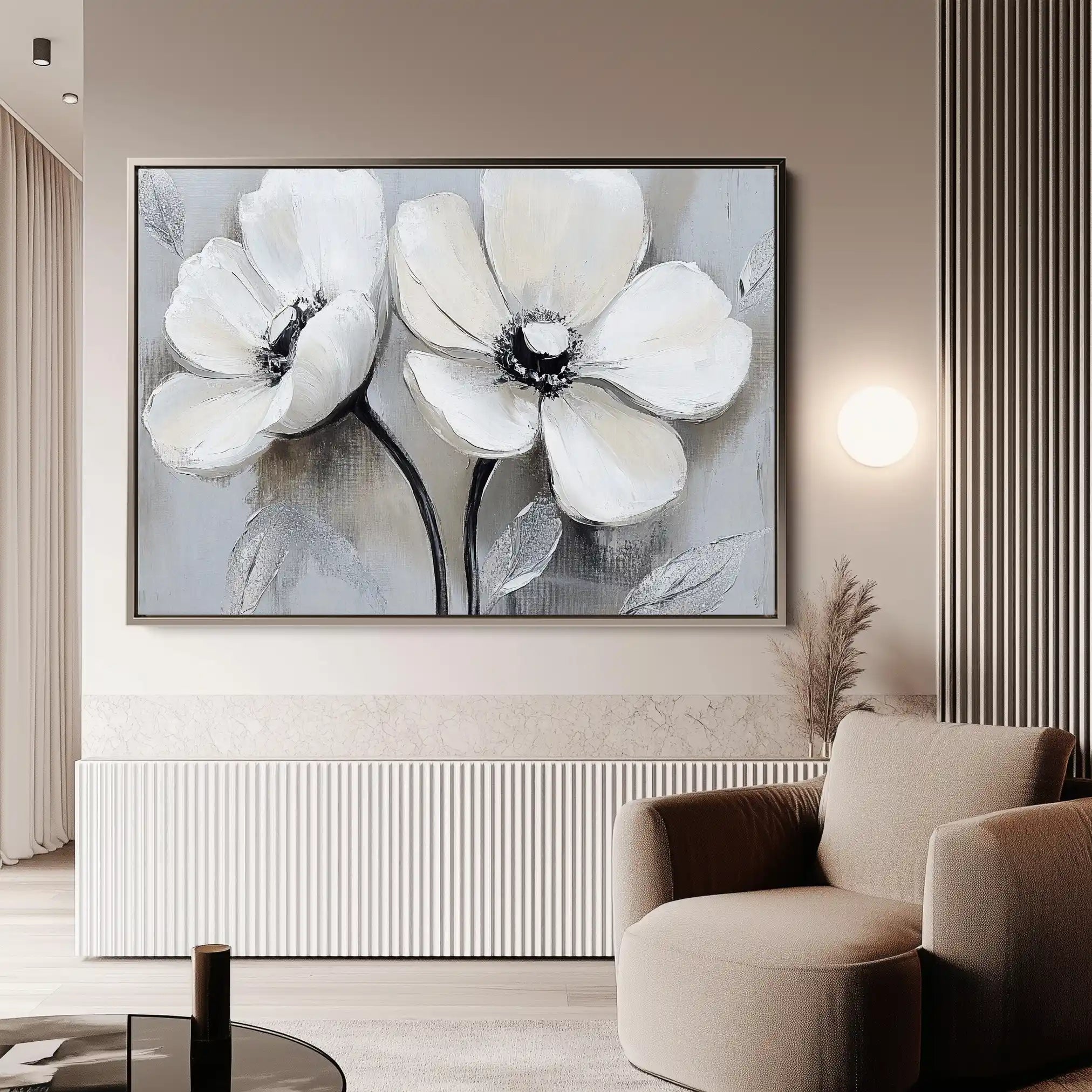 Floral 902 Canvas Art 60 x 40 cm / Black