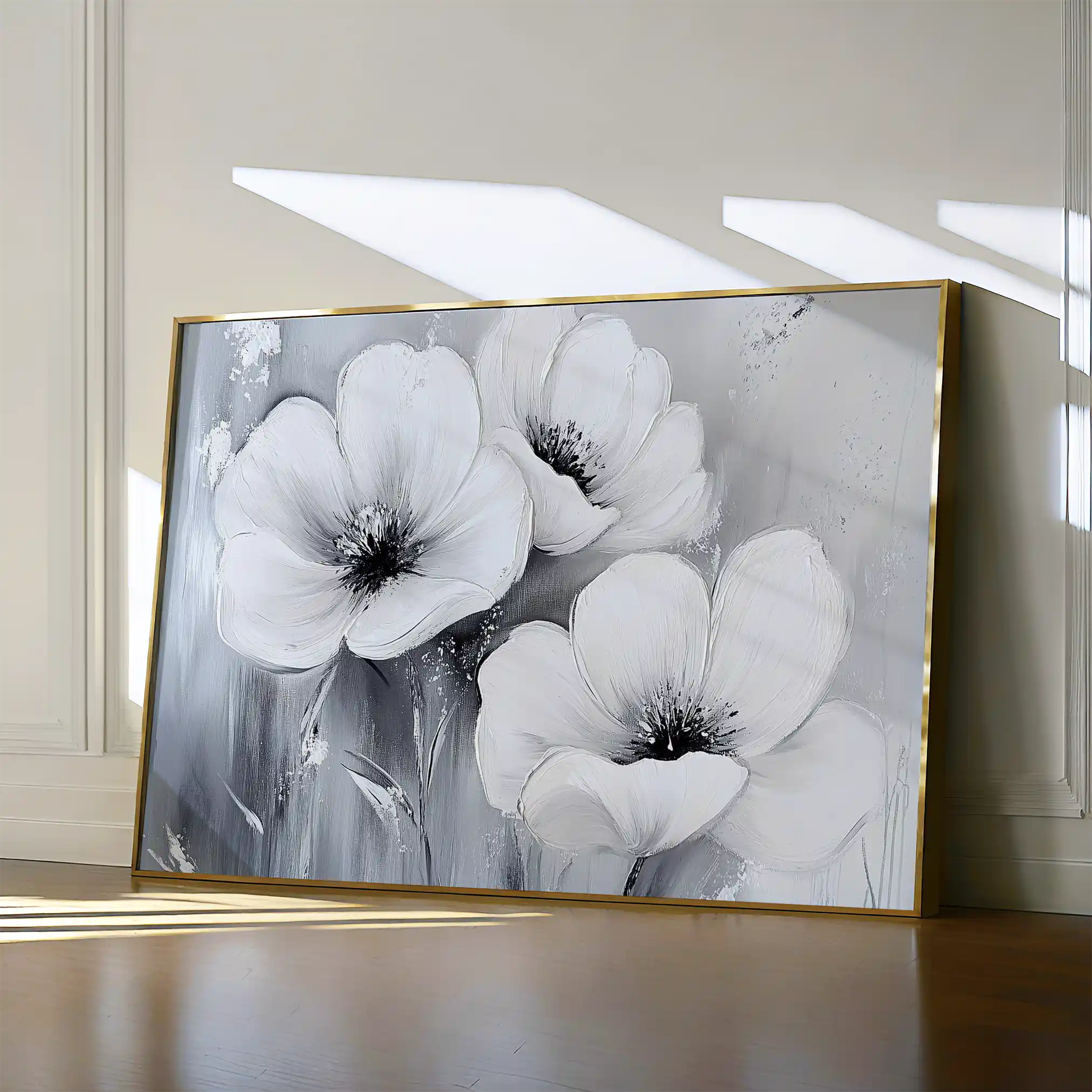 Floral 903 Canvas Art 60 x 40 cm / Black