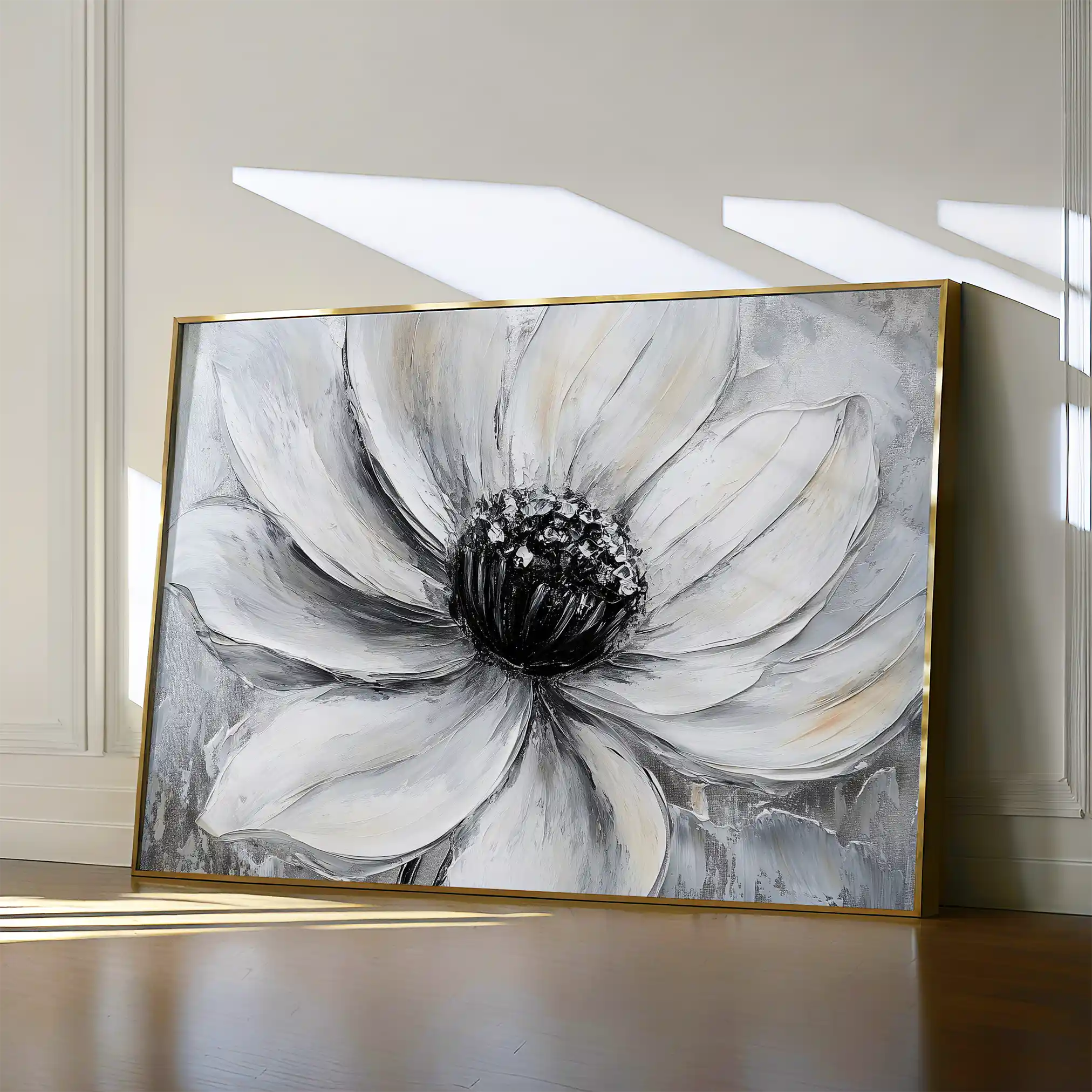 Floral 904 Canvas Art 60 x 40 cm / Black