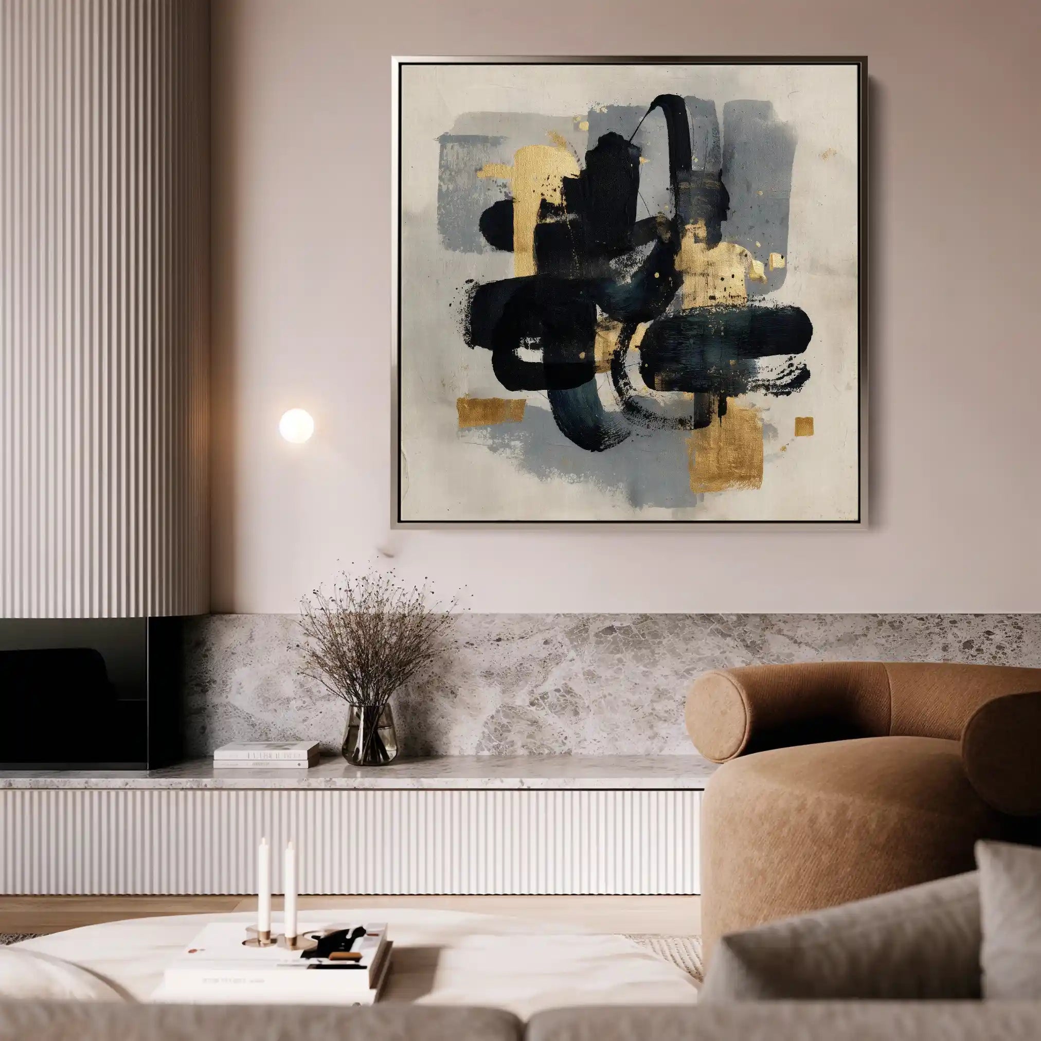 Abstract 908 Canvas Art 60 x 60 cm / Black
