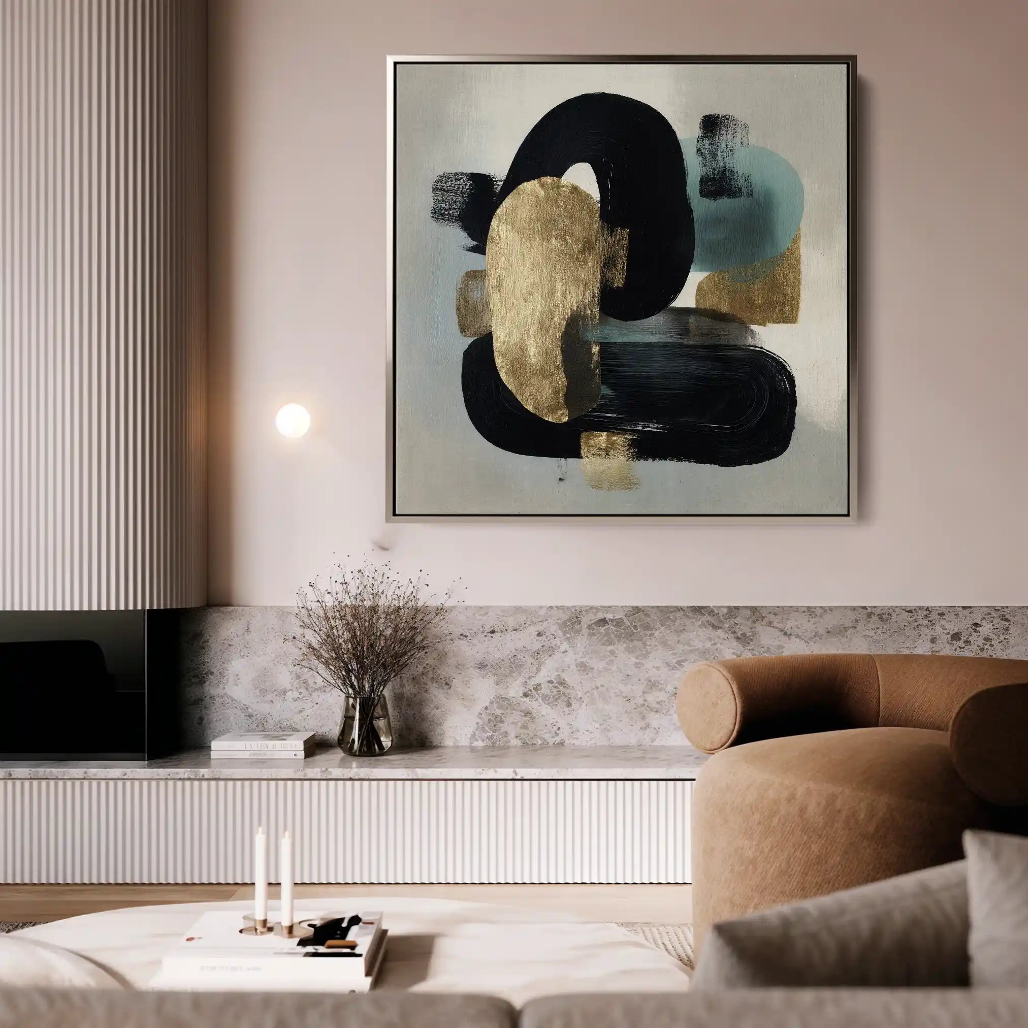 Abstract 910 Canvas Art 60 x 60 cm / Black