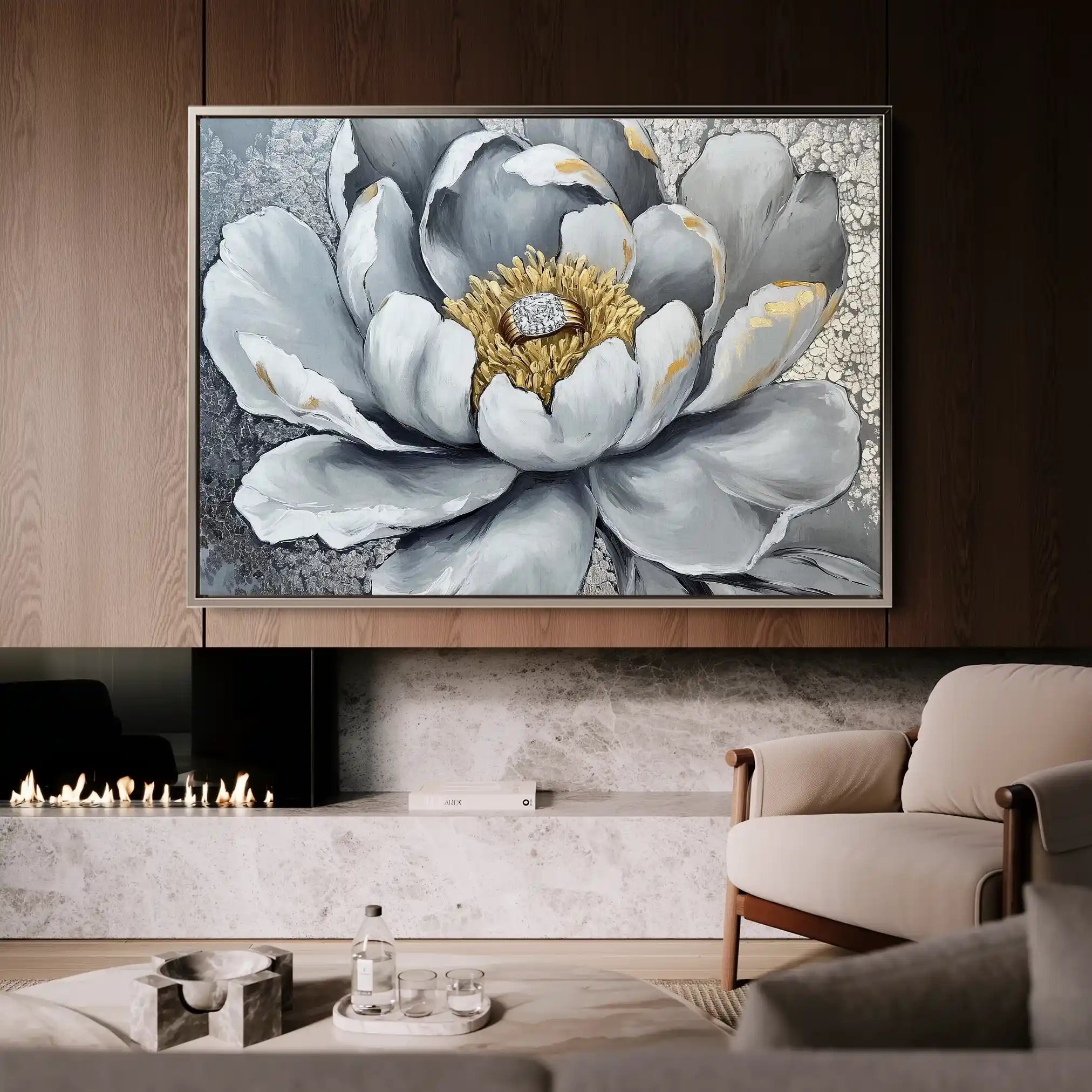 Floral 911 Canvas Art 60 x 40 cm / Black