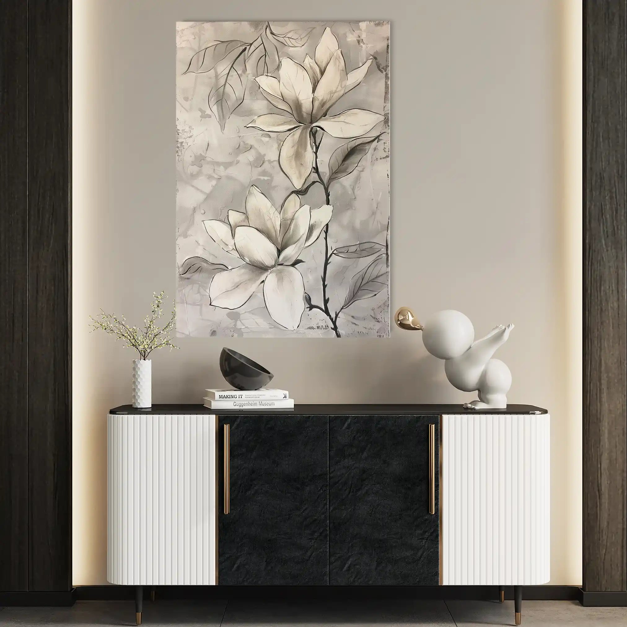 Floral 923 Canvas Art 60 x 40 cm / Black